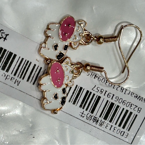 SHEIN Charming Cow Earrings in Pink and White - Picture 3 of 3